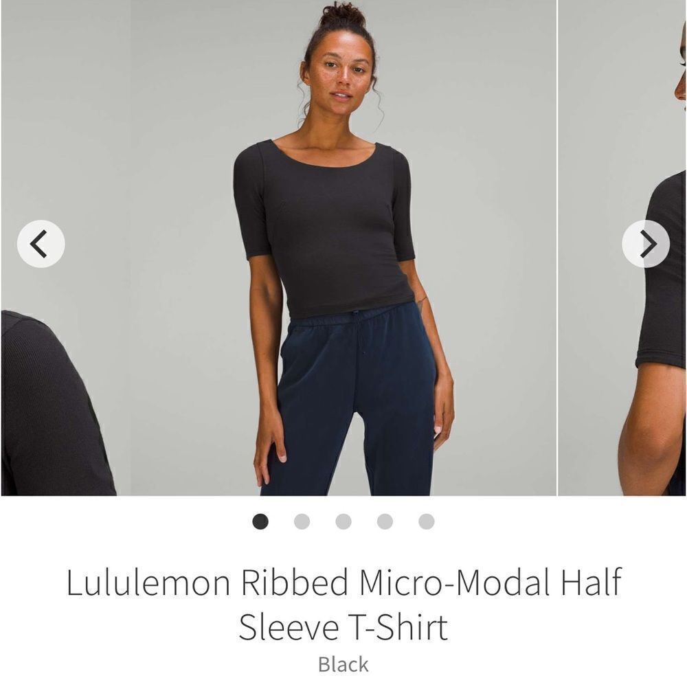 NWT Lululemon Black Ribbed Micro-Modal Half Sleeve T-Shirt